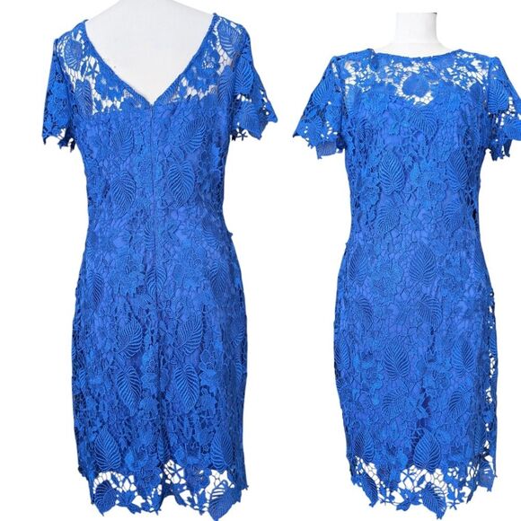 Cachet Sapphire Blue Lace Dress Large - Picture 12 of 14